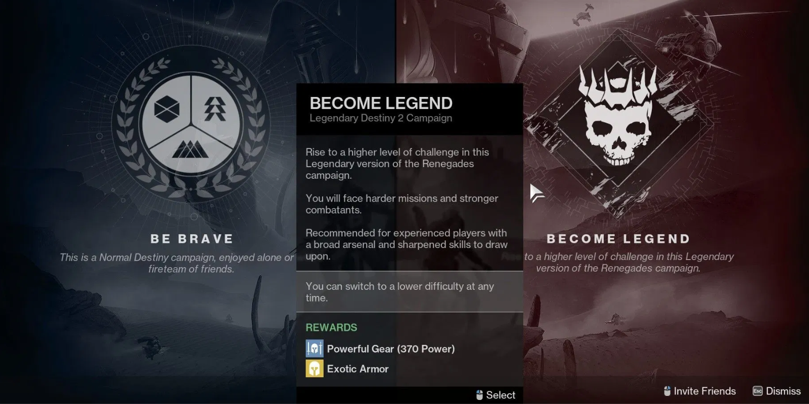 Legendary Campaign Completion Rewards